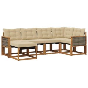 vidaXL Set de canapele de exterior cu pernă 6 pcs Natural și Bej imagine