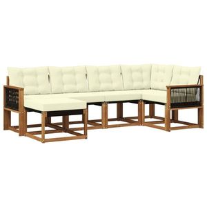 vidaXL Set de canapele de exterior cu pernă 6 pcs Natural și Crem imagine
