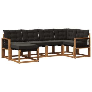 vidaXL Set de canapele de exterior cu pernă 6 pcs Natural și Negru imagine