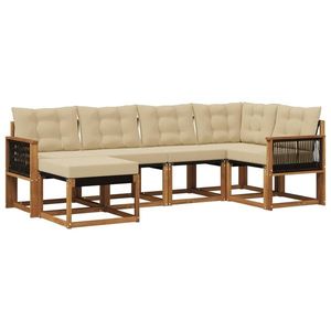 vidaXL Set de canapele de exterior cu pernă 6 pcs Natural și Bej imagine