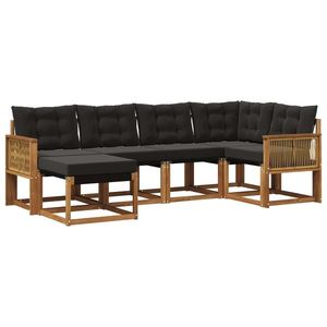 vidaXL Set de canapele de exterior cu pernă 6 pcs Natural și Negru imagine