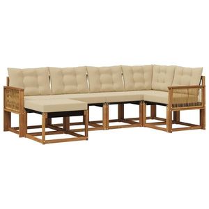 vidaXL Set de canapele de exterior cu pernă 6 pcs Natural și Bej imagine