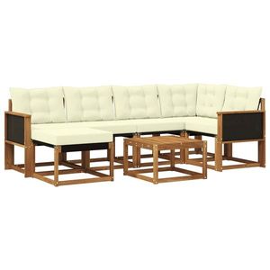 vidaXL Set de canapele de exterior cu pernă 7 pcs Natural și Crem imagine