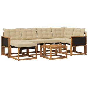 vidaXL Set de canapele de exterior cu pernă 7 pcs Natural și Bej imagine