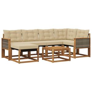 vidaXL Set de canapele de exterior cu pernă 7 pcs Natural și Bej imagine