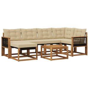 vidaXL Set de canapele de exterior cu pernă 7 pcs Natural și Bej imagine