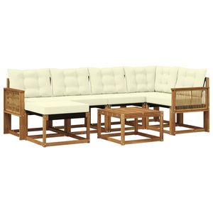 vidaXL Set de canapele de exterior cu pernă 7 pcs Natural și Crem imagine