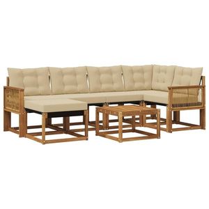 vidaXL Set de canapele de exterior cu pernă 7 pcs Natural și Bej imagine