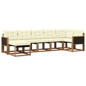 vidaXL Set de canapele de exterior cu pernă 7 pcs Natural și Crem imagine