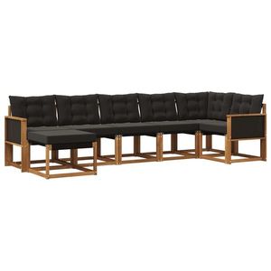 vidaXL Set de canapele de exterior cu pernă 7 pcs Natural și Negru imagine