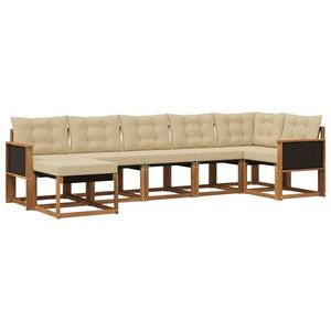 vidaXL Set de canapele de exterior cu pernă 7 pcs Natural și Bej imagine