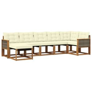 vidaXL Set de canapele de exterior cu pernă 7 pcs Natural și Crem imagine