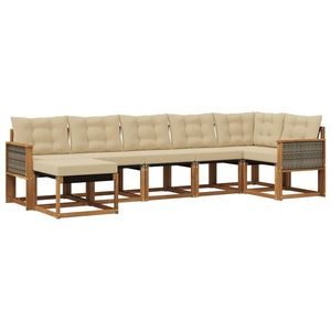 vidaXL Set de canapele de exterior cu pernă 7 pcs Natural și Bej imagine