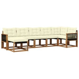 vidaXL Set de canapele de exterior cu pernă 7 pcs Natural și Crem imagine