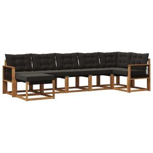 vidaXL Set de canapele de exterior cu pernă 7 pcs Natural și Negru imagine