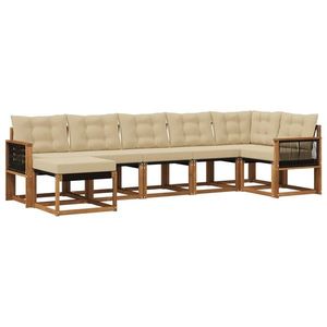 vidaXL Set de canapele de exterior cu pernă 7 pcs Natural și Bej imagine