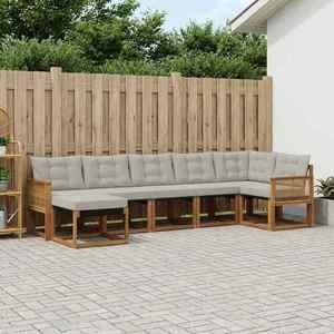 vidaXL Set de canapele de exterior 7 pcs Natural și gri deschis imagine