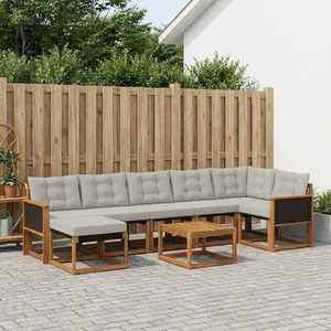 vidaXL Set de canapele de exterior 8 pcs Natural și gri deschis imagine
