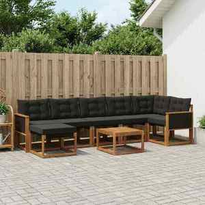 vidaXL Set de canapele de exterior cu pernă 8 pcs Natural și Negru imagine