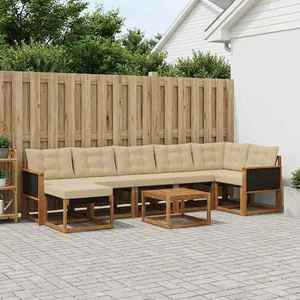 vidaXL Set de canapele de exterior cu pernă 8 pcs Natural și Bej imagine