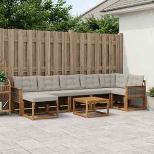 vidaXL Set de canapele de exterior 8 pcs Natural și gri deschis imagine