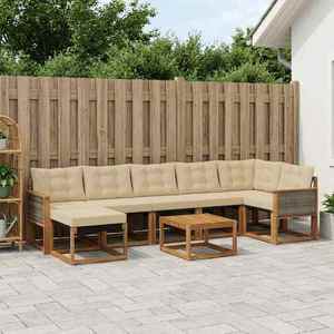 vidaXL Set de canapele de exterior cu pernă 8 pcs Natural și Bej imagine