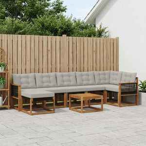 vidaXL Set de canapele de exterior 8 pcs Natural și gri deschis imagine