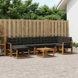 vidaXL Set de canapele de exterior cu pernă 8 pcs Natural și Negru imagine