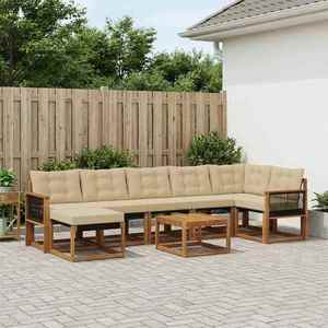 vidaXL Set de canapele de exterior cu pernă 8 pcs Natural și Bej imagine