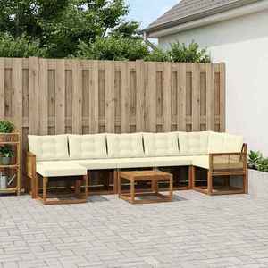 vidaXL Set de canapele de exterior cu pernă 8 pcs Natural și Crem imagine