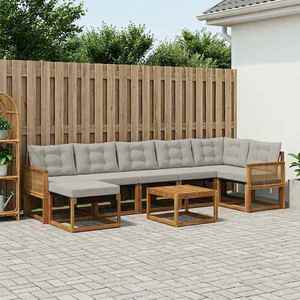 vidaXL Set de canapele de exterior 8 pcs Natural și gri deschis imagine