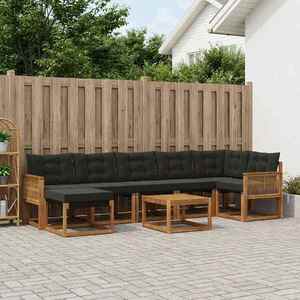 vidaXL Set de canapele de exterior cu pernă 8 pcs Natural și Negru imagine