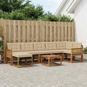 vidaXL Set de canapele de exterior cu pernă 8 pcs Natural și Bej imagine