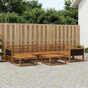 vidaXL Set de canapele de exterior 7 pcs natural Lemn Solid de Acacia imagine