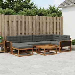 vidaXL Set de canapele de exterior cu pernă 7 pcs Natural și Antracit imagine