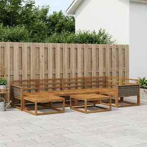 vidaXL Set de canapele de exterior 7 pcs natural Lemn Solid de Acacia imagine