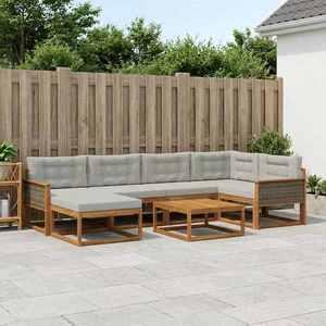 vidaXL Set de canapele de exterior 7 pcs Natural și gri deschis imagine