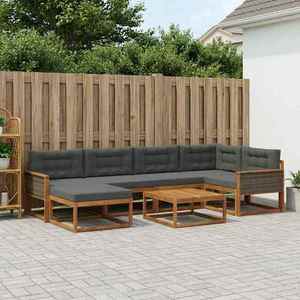 vidaXL Set de canapele de exterior cu pernă 7 pcs Natural și Antracit imagine