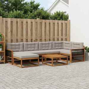 vidaXL Set de canapele de exterior 7 pcs Natural și gri deschis imagine
