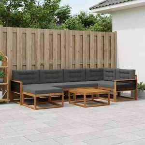 vidaXL Set de canapele de exterior cu pernă 7 pcs Natural și Antracit imagine