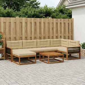 vidaXL Set de canapele de exterior cu pernă 7 pcs Natural și Bej imagine