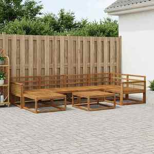 vidaXL Set de canapele de exterior 7 pcs natural Lemn Solid de Acacia imagine