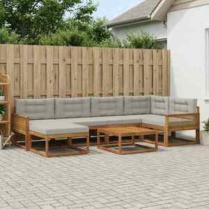 vidaXL Set de canapele de exterior 7 pcs Natural și gri deschis imagine
