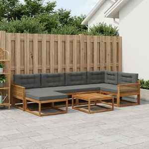 vidaXL Set de canapele de exterior cu pernă 7 pcs Natural și Antracit imagine