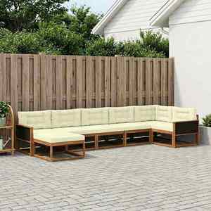 vidaXL Set de canapele de exterior cu pernă 7 pcs Natural și Crem imagine
