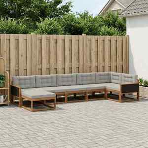 vidaXL Set de canapele de exterior 7 pcs Natural și gri deschis imagine