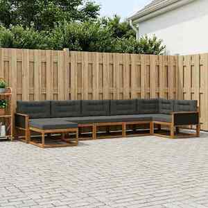 vidaXL Set de canapele de exterior cu pernă 7 pcs Natural și Antracit imagine