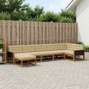 vidaXL Set de canapele de exterior cu pernă 7 pcs Natural și Bej imagine