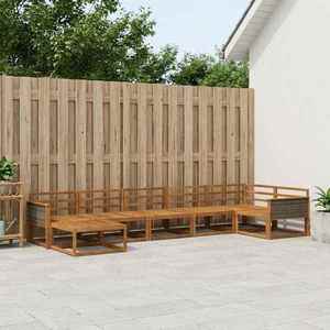 vidaXL Set de canapele de exterior 7 pcs natural Lemn Solid de Acacia imagine