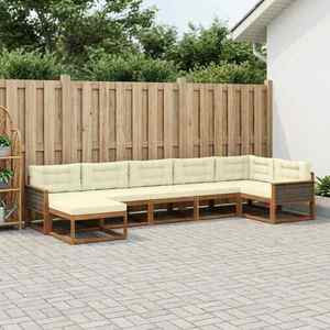 vidaXL Set de canapele de exterior cu pernă 7 pcs Natural și Crem imagine